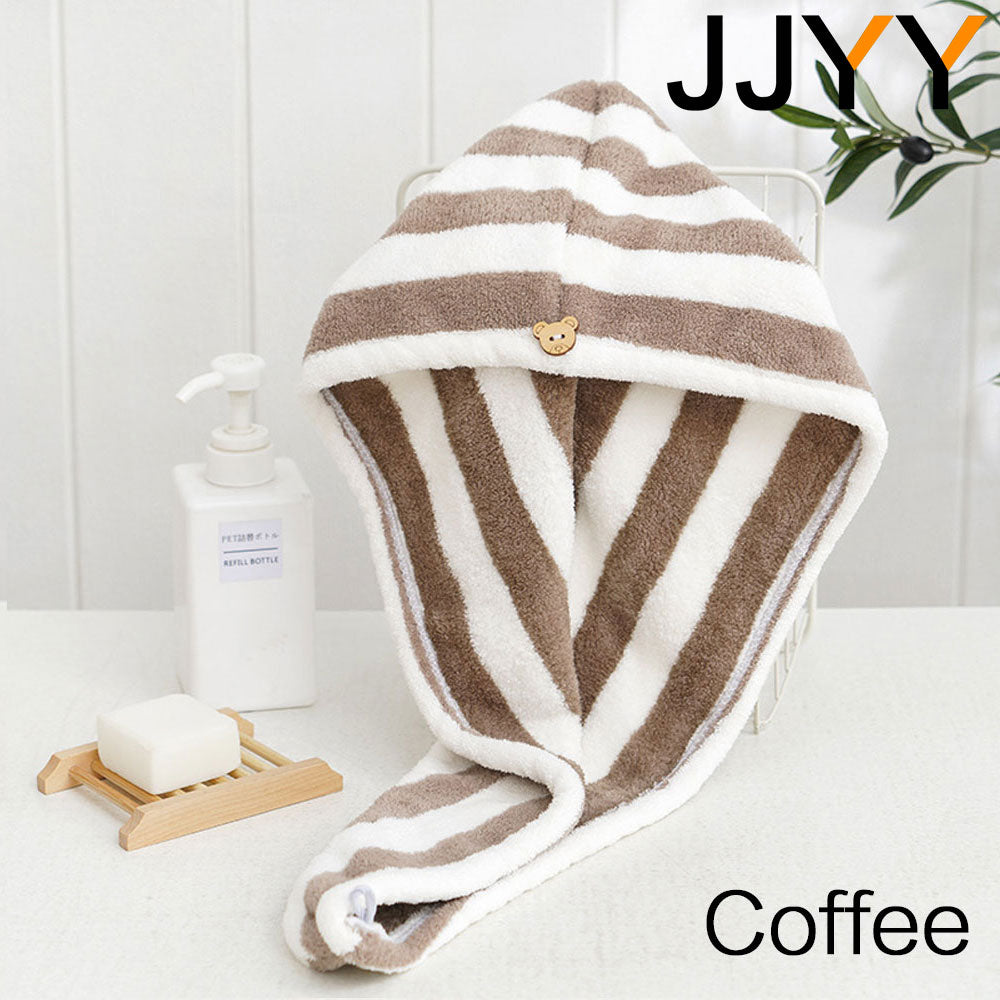 JJYY Towel Bathroom Absorbent Women Adult Quick-Drying Bath Thicker Shower Long Curly Hair Cap Dry Head Hair Towel Microfiber