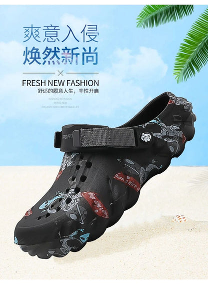 Men'S Breathable Casual Sandals Summer New Soft-Sole Non-Slip Comfort Outdoor Beach Shoes Fashion Youth Dual-Use Sports Slippers