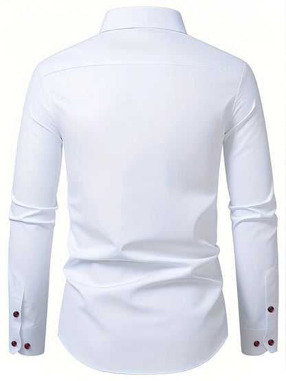 Bolubao Men White Shirt Fashion Brand New Patchwork Long Sleeve Smart Casual Elastic Four Season Male Dress Shirt