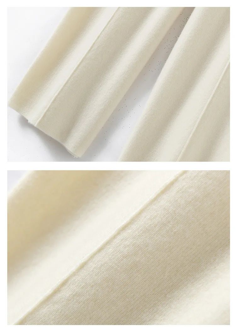 High Waist Wide Leg Pants Mid-Seam Knitted Trousers Drawstring Waist Belted Floor-Length Pure Color Versatile Autumn Winter Casu