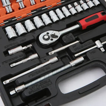 Jogo de Caixa de Ferramentas para Moto Chave Catraca Rápida 150/46pçs Jogo de Soquetes Bits Caixa de Ferramentas de Grau Industrial Ferramentas de Reparação Automotiva Manutenção de Carros