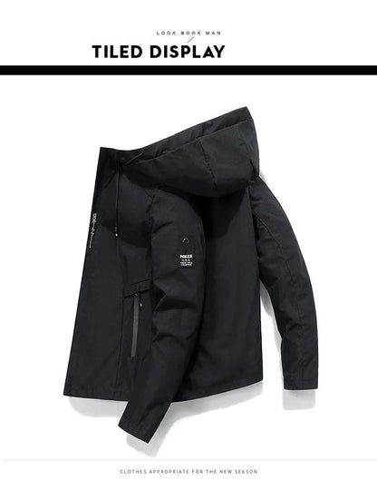 2025 Spring and Autumn men's outdoor sports coat top Windproof zipper jacket Casual quality hooded baseball jacket