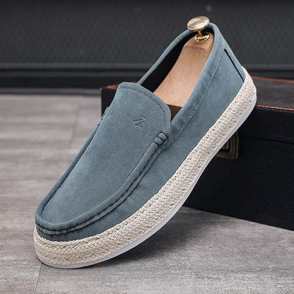 Men Loafers Shoes Summer Shoes Man New Fashion Canvas Footwear Soft Flat Comfy Flock Suede Leather Men Casual Vulcanized Shoe