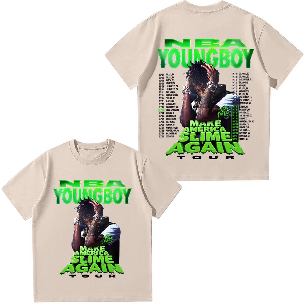 YoungBoy Never Broke Again 2025 Tour T-shirts 2025 Hip Hop Vintage Top Oversized Streetwear Women Men High Quality Cotton Tshirt