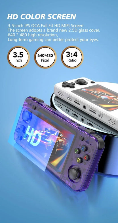 BOYHOM New Handheld Game Console 3.5-inch IPS Screen Linux RK3326 Retro Video Games Player 3000 mAh 64G