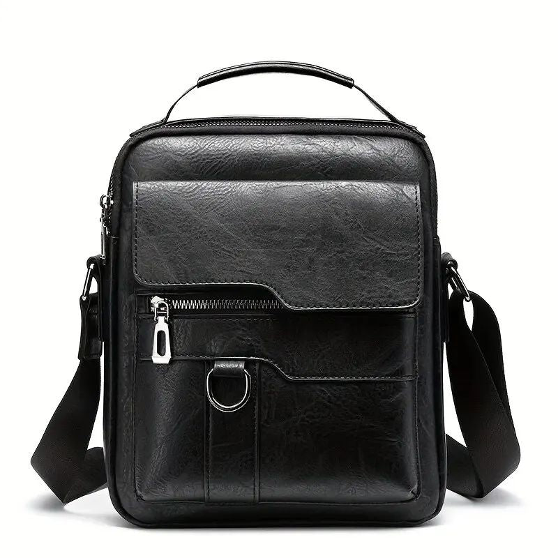 Men's Crossbody Bags Business Flap Male Solid Messenger Bag Travel Bag Brand Men Shoulder Bag for 9.7" iPad Men PU Leather Flaps