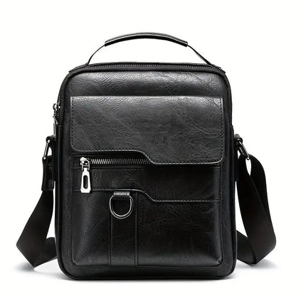 Men's Crossbody Bags Business Flap Male Solid Messenger Bag Travel Bag Brand Men Shoulder Bag for 9.7" iPad Men PU Leather Flaps