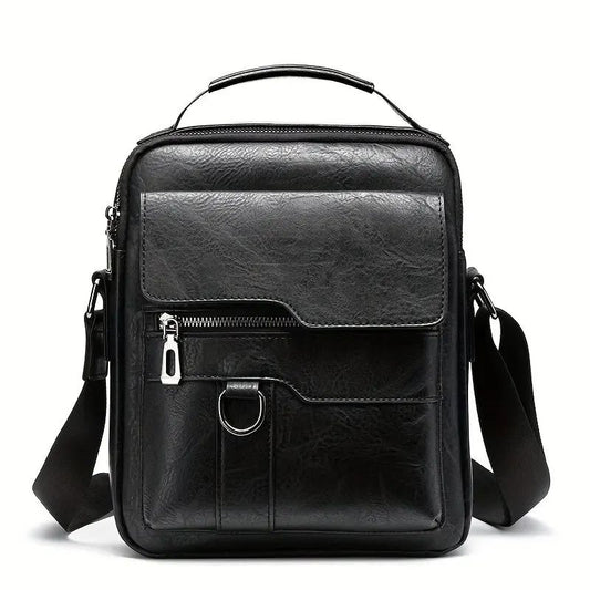 Men's Crossbody Bags Business Flap Male Solid Messenger Bag Travel Bag Brand Men Shoulder Bag for 9.7" iPad Men PU Leather Flaps
