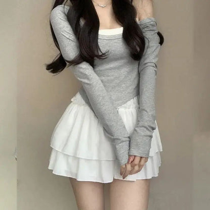 Summer Kawaii White Ruflles Skirt Women Fashion Slim Fit Chiffon Mini Skirts Giris Y2k All Match Elastic High Waist Black Faldas