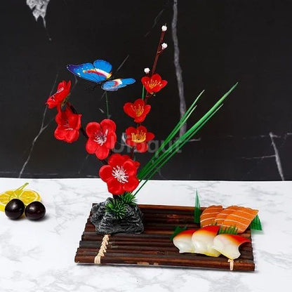 Bandeja de prato para frutos do mar, Barco de Sushi, Plantas de Flores Decorativas, Concepção Artística, Pequeno Ornamento Decorativo, Flor de Pêssego Criativa