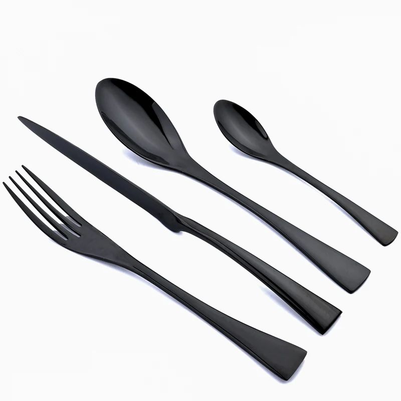 Conjunto de Talheres 24 Peças de Aço Inoxidável 304 Polido Faca Garfo Colher Jogo de Talheres de Cozinha Prata Caixa de Presente