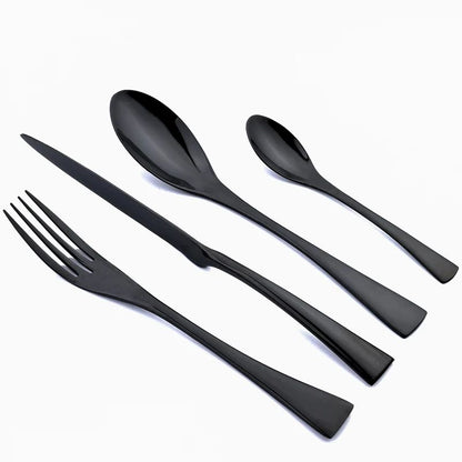 Conjunto de Talheres 24 Peças de Aço Inoxidável 304 Polido Faca Garfo Colher Jogo de Talheres de Cozinha Prata Caixa de Presente