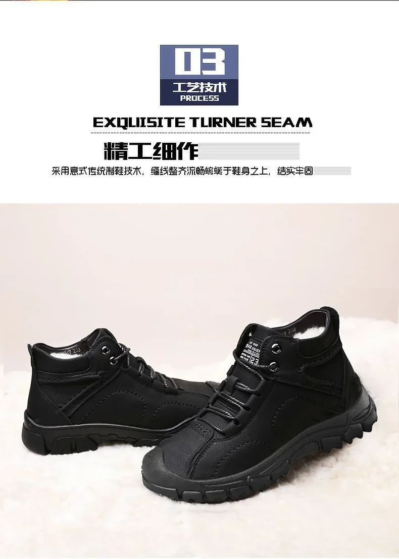 2025 Quente Venda Inverno Novo Sapatos de Algodão Mais Lã Grossa Casual Sapatos Esportivos Masculinos Tênis Cano Alto de Couro Moda Botas de Neve