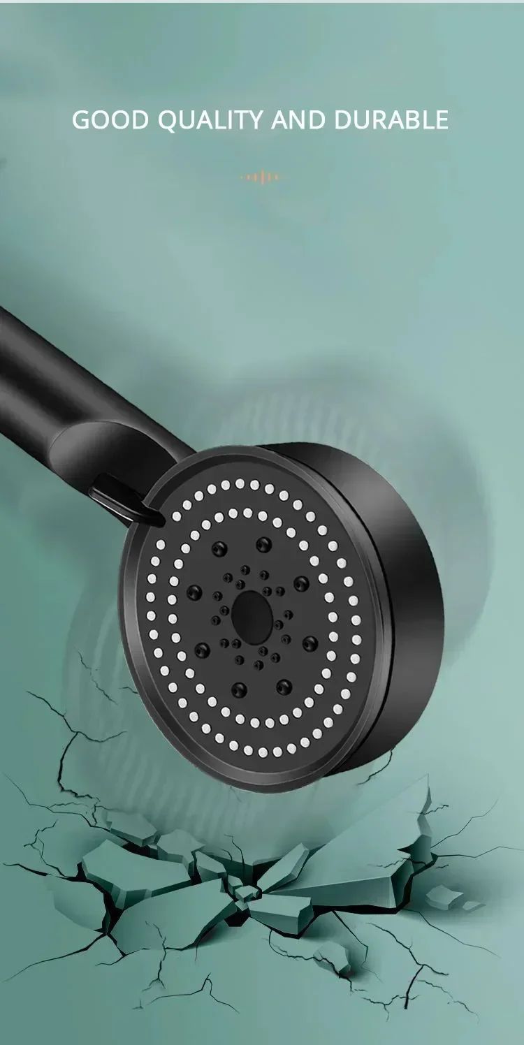 5 Mode Handheld Shower Head High Pressure Water Booster Massage Spray Jet with Anti Leak Proof Hose for Bathroom Household Bath