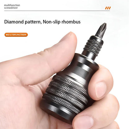 Mini Chave de Fenda Chave Phillips de Titânio 1/4 Polegada Magnética 7 em 1 Bit de Liga de Aço S2 Ferramenta Manual de Reparo EDC