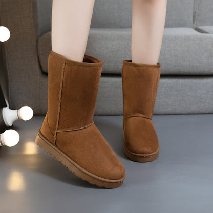 BCEBYL's New Casual and Comfortable Winter Round-toe Thick-soled Solid Color Velvet Warm and Fashionable Mid-calf Snow Boots