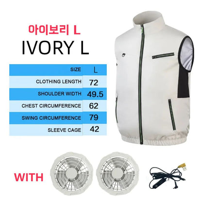 Fan vest Electric Cool Vest Cooling Fan Vest Air-conditioned Clothes Hiking Cooling 13 Hours High Temperature Work Fishing Vest
