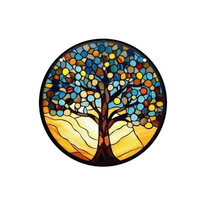 Starry Night Sky Round Acrylic Painted Home Living Room Window Wall Hanging Craft Party Car Pendant Retro Decoration Accessory