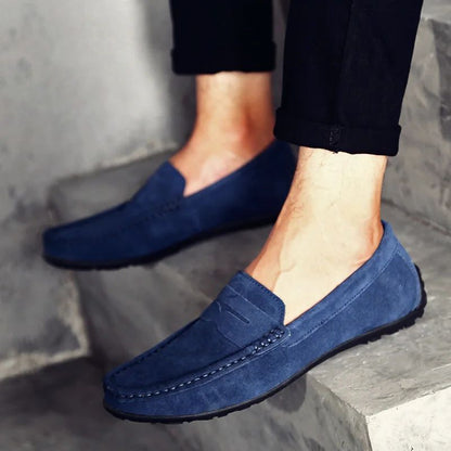 High Quality Leather Men Loafers  Slip on Mens Casual Shoes Fashion Flats Male Driving Shoes Moccasins Ten Colors Size 38-47