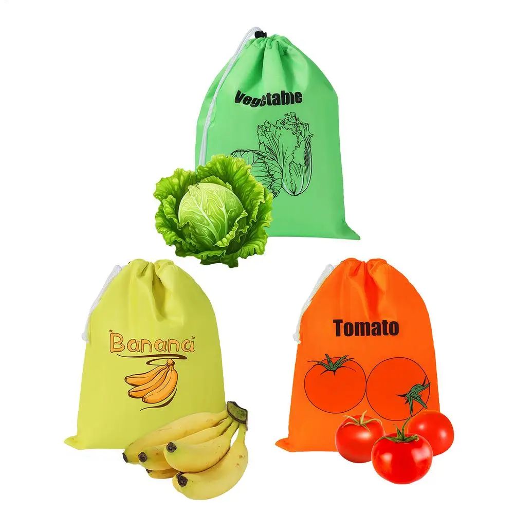 Fruits Preservation Storage Bags Reusable Drawstring Fresh Keeping Bundle Pocket For Banana Vegetables Lettuce Organizer
