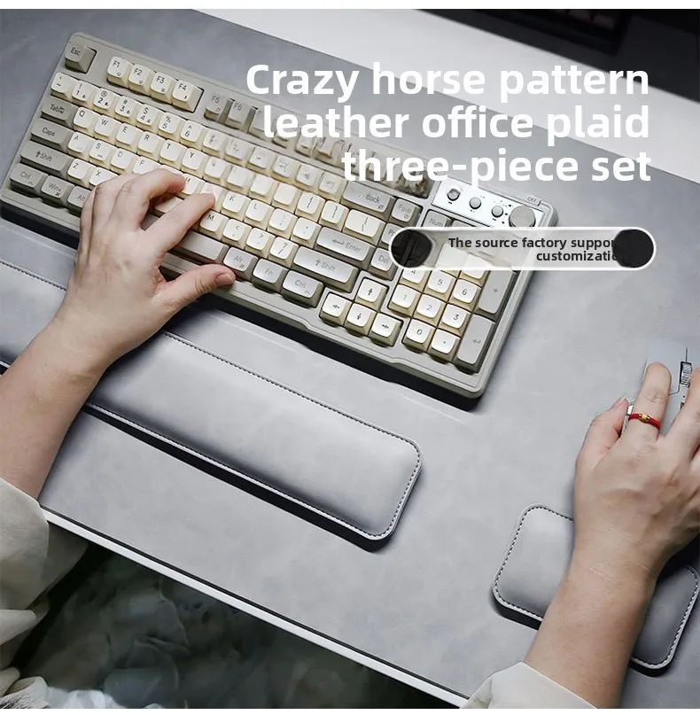 Tapete de Mesa Impermeável PU Mouse Pad Grande Mousepad para Notebook Antiderrapante Tapete de Teclado Tapete de Mouse Protetor de Pulso para Mouse Três Peças