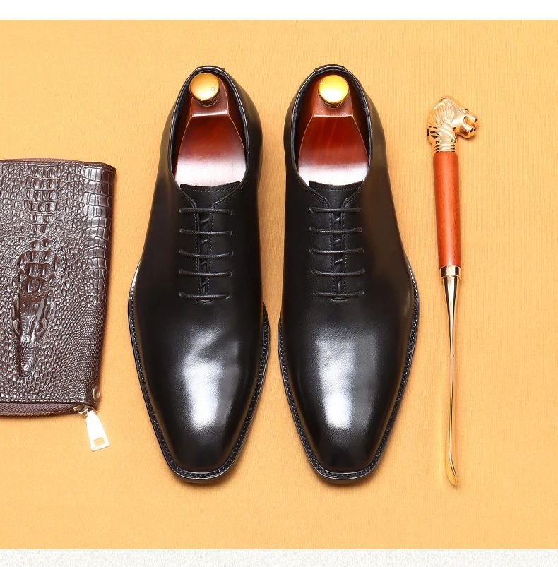 Italian Men's Formal Shoes Luxury Genuine Leather Handmade Quality Comfortable Elegant Black Wedding Social Oxfords Shoes Man