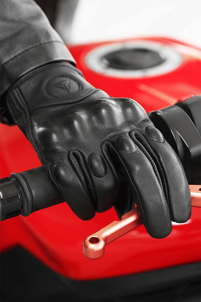Luvas de Couro para Motociclista Masculinas Femininas 4 Estações Direção Supertech Preto/Branco Luvas de Corrida Motoqueiro Couro Bovino Corrida Moto Cavaleiro