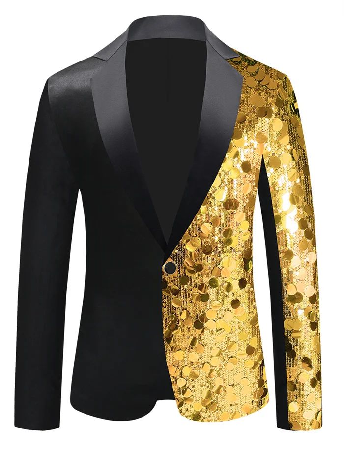 New Men Luxury Sequin Suit Jacket Silver / Gold Fashion Singer Bar KTV Dance Party Stage Performance Dress Blazers Coats