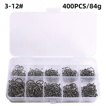 Anzol de Pesca Aço Carbono Forte Afiado Prata Circular Anzol 3#-12# Jig Barbed Pesca Isca Portátil Equipamento de Pesca 50-1600Pcs/Caixa