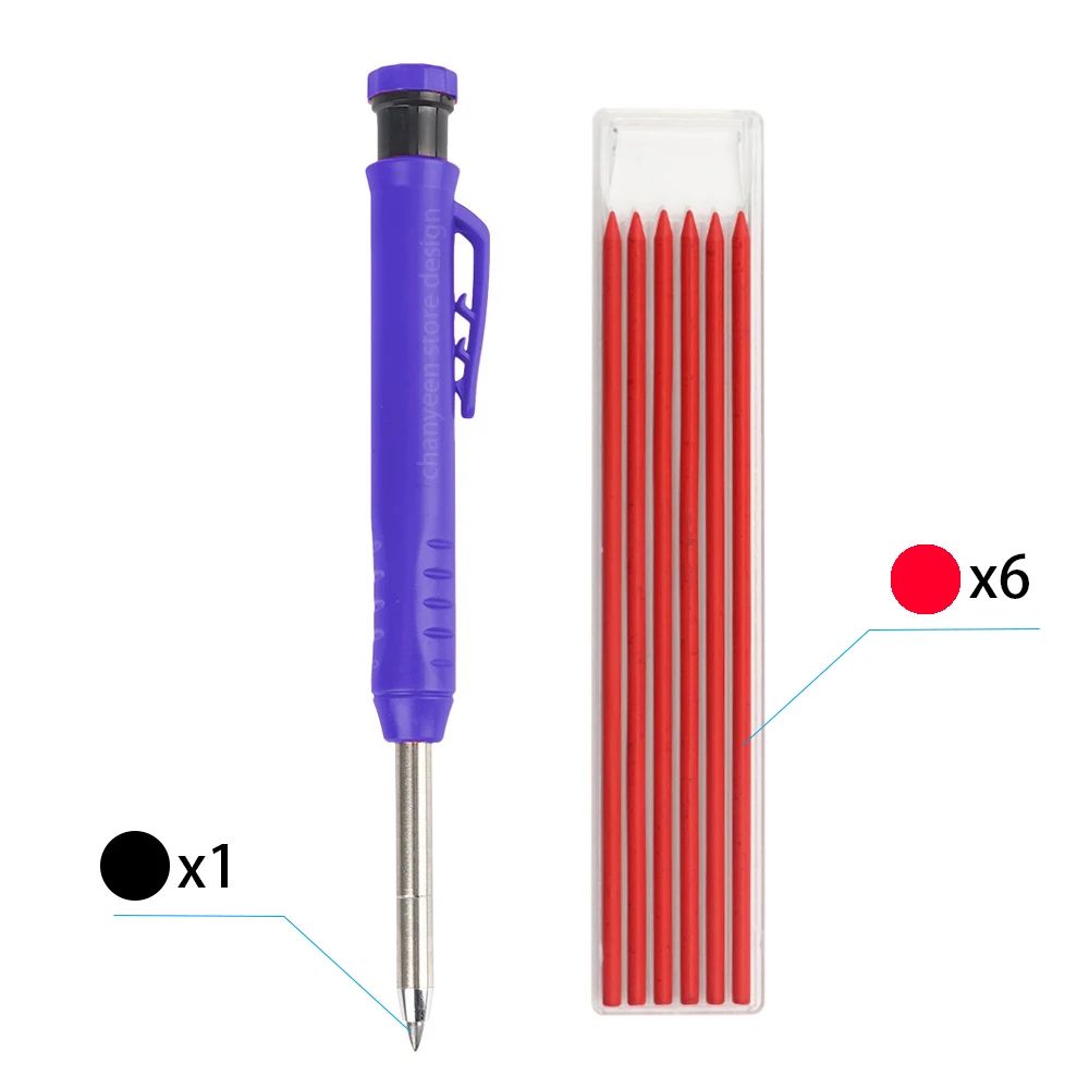 3Colors Refill 2.8mm Solid Carpenter Pencil Set Mechanical Pencil Cap Carpentry Marking Scriber Construction Woodworking Tools