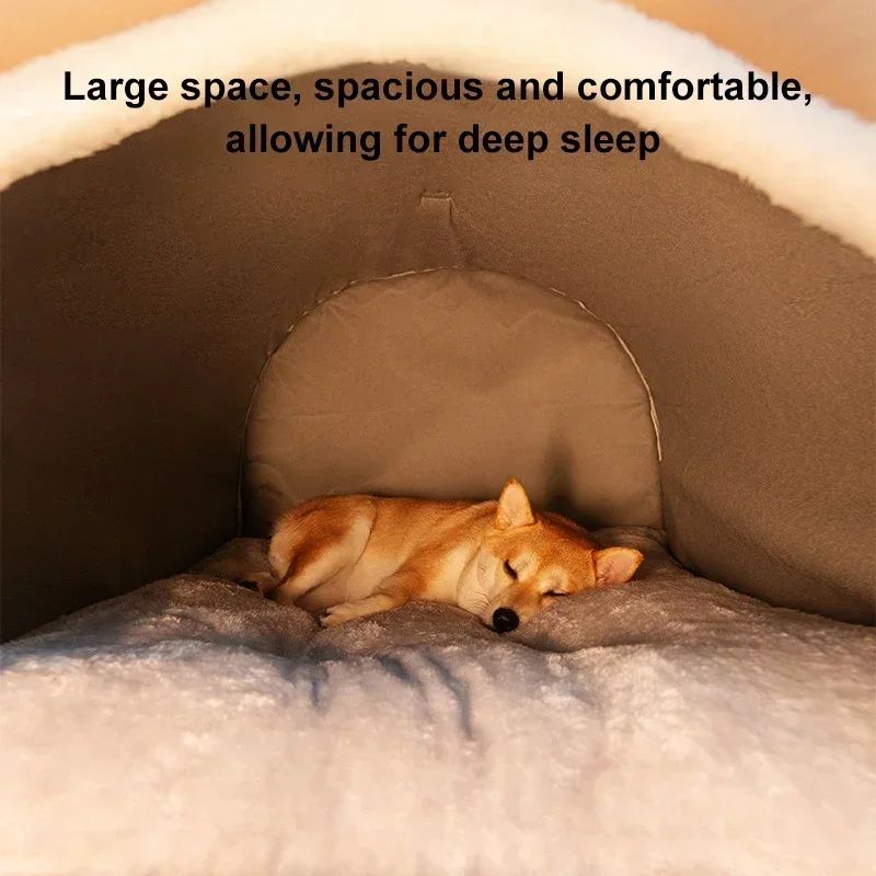Casa de Cachorro Quente de Inverno Cama para Dormir para Animais de Estimação Destacável para Cães e Gatos de Pequeno e Médio Porte Canil Macio Antiderrapante Ninho para Filhotes e Gatinhos