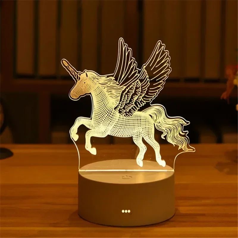 USB Operated 3D Acrylic LED Night Light Festival Birthday Kids Gifts Bedroom Bedside Decor Night Lamp Home Novelty Lighting