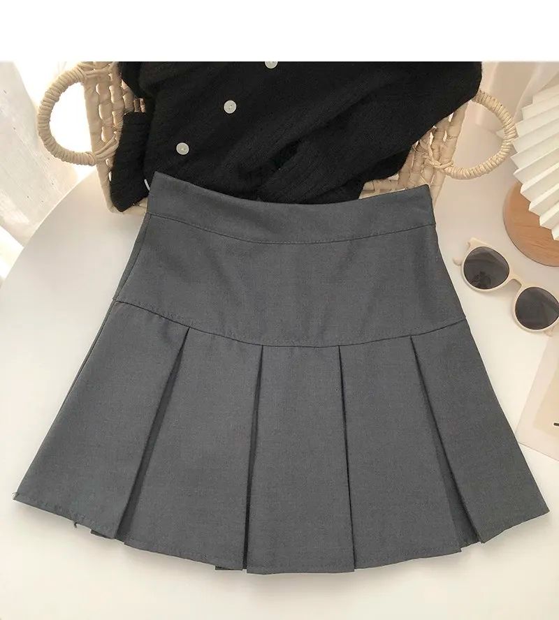 Vintage Brown Pleated Skirt Women Spring Summer Korean Style Y2K High Waisted A-line Mini Skirts Preppy Style Girls Causal
