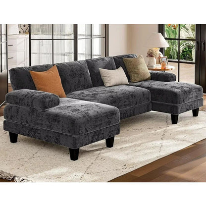 U Shaped Sectional Couches for Living Room 111 Inch Modular Sofa with Double Chaise Large Lounge Couch for Apartment Grey