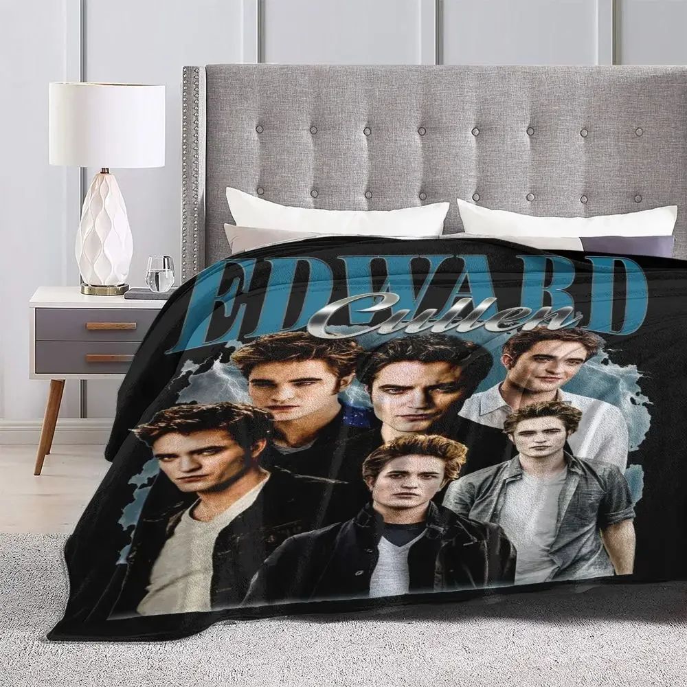 Edward Cullen Retrô 90 Homenagem Crepúsculo Cobertor Robert Pattinson Lã Mantas Para Viagem De Avião Macio Quente Colcha