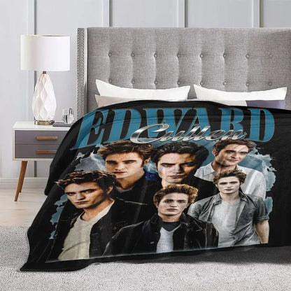 Edward Cullen Retrô 90 Homenagem Crepúsculo Cobertor Robert Pattinson Lã Mantas Para Viagem De Avião Macio Quente Colcha