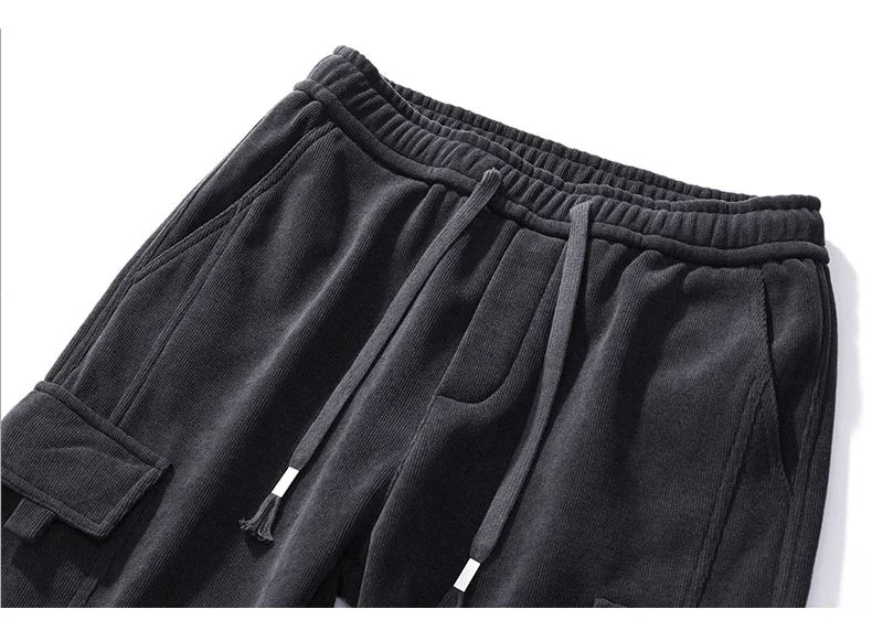 Men's Corduroy Harem Cargo Pants Elastic Waist Casual Joggers Sweatpants Spring Autumn Armygreen Gray Black Trousers Streetwear