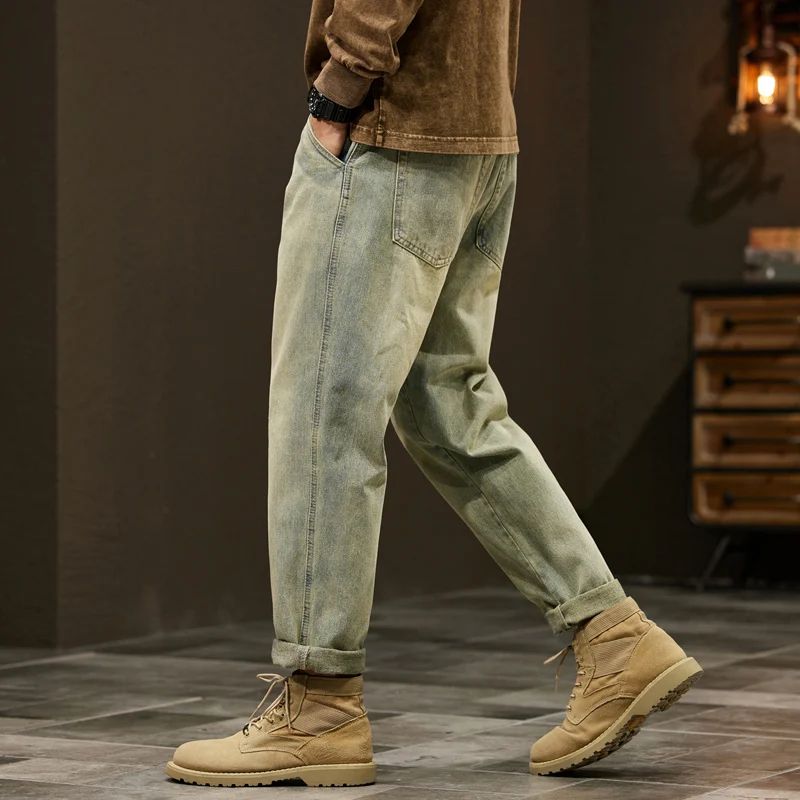 Men's 95% Cotton Jeans High Quality Loose Harem Pants Fashion Baggy Casual Outdoor Work Denim Pants Brand Men's Clothing