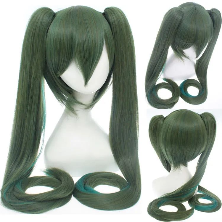 Peruca Cosplay Mi Ku de 28 Cores Longa Resistente ao Calor Cabelo Sintético com Rabos de Cavalo com Clipes Perucas para Festa de Halloween + Touca de Peruca Snow Mi Ku