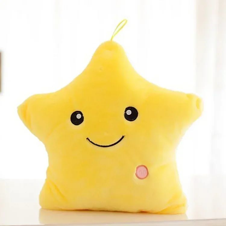 Luminous Star Plush Throw Pillow Bright Led Light Star Stuffed Cushion Sofa Decorative Pillow Office Sleeping Back Cushion Decor
