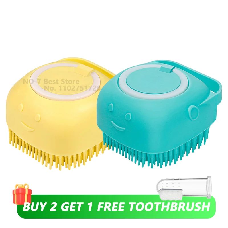 Escova de Banho para Cães Escova de Massagem para Animais de Estimação Dispensador de Shampoo Escova de Silicone Macio Cerdas de Borracha para Cães e Gatos Ferramenta de Banho e Higiene