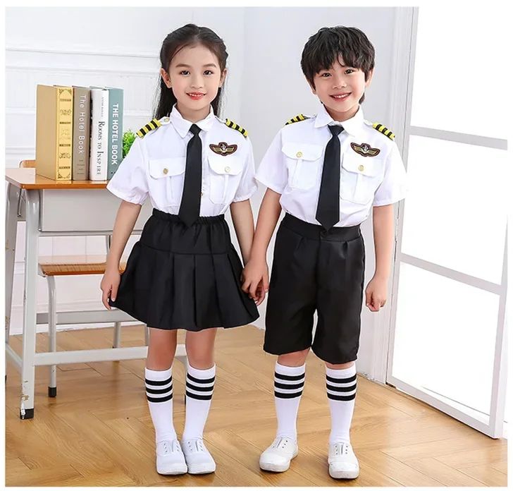 2025osplay Costumes pour enfants, uniforme de pilote d'avion, vêtements de classe de profession