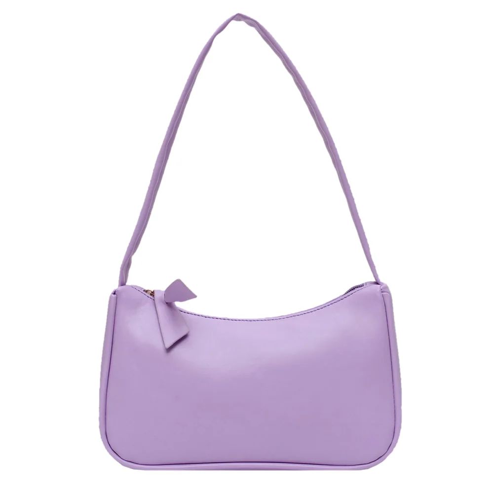New Retro Soft PU Leather Women Shoulder Underarm Bags Casual Solid Color Small Top-Handle Handbags Ladies Fashion Shoulder Bags