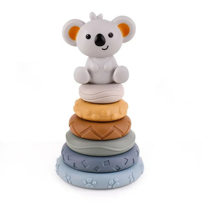 Blocos de Empilhar de Silicone Macio Brinquedo Cubos Macios de Montar Torre de Banho Mordedor Chocalho Blocos de Construção Brinquedos Educacionais Montessori Presente para Recém-Nascidos