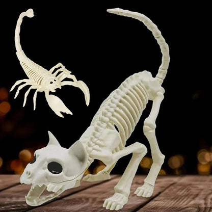 Fake Animal Skeleton Model Halloween Decor Dog Bat Spider Scorpion Cat Skeleton Scary Pendant Props Haunted House Accessories