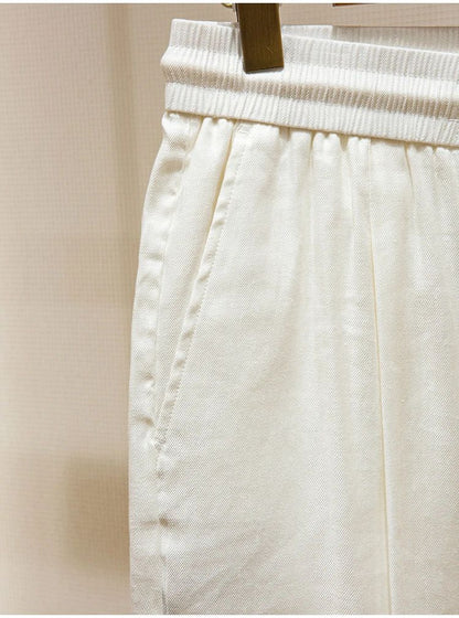 BC Summer Breathable Thin Linen Blended Loose Straight Elastic Waist Casual Shorts