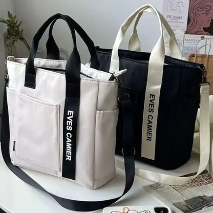 New Casual Tote Large Capacity Shoulder Bag Nylon Waterproof Canvas Handbag Simple Fashion Messenger Bags For Schoolgirl