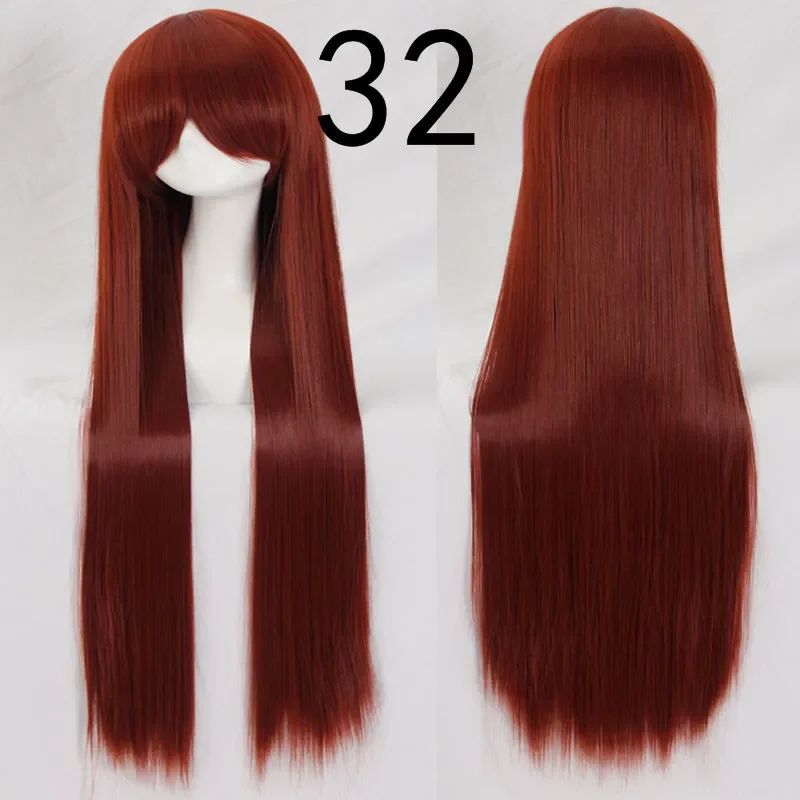 Pink 100Cm Long Staight Cosplay Wig Heat Resistant Synthetic Hair Anime Party wigs 42 color Colourful White
