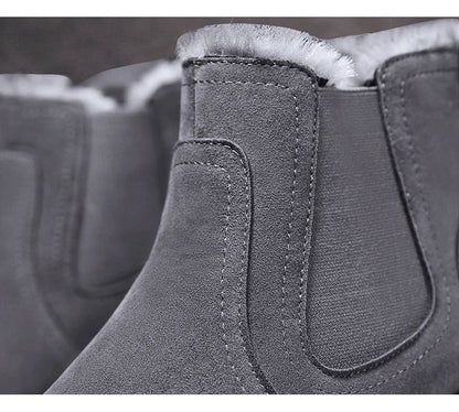 2025 Novas Botas Masculinas de Inverno Quentes de Pelúcia Botas de Couro Casuais de Cano Alto Sapatos de Neve da Moda para o Ar Livre