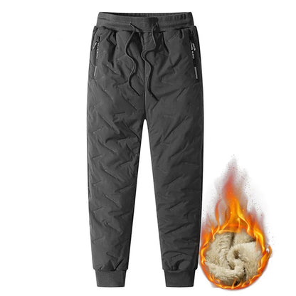 Calça Moletom Masculina de Inverno de Pelúcia Grossa com Lã de Cordeiro, Calça Térmica Casual, Calça de Algodão Quente, Impermeável e à Prova de Vento